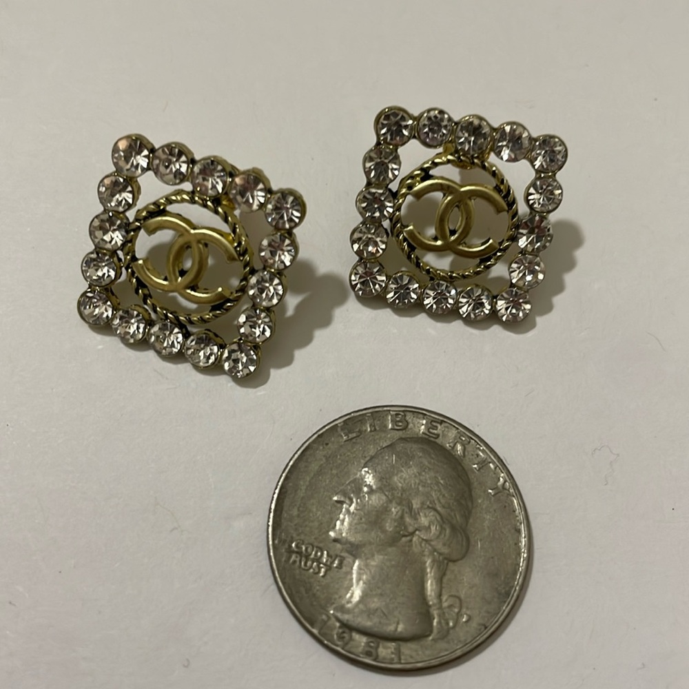 Gold and Silver Crystal Earrings